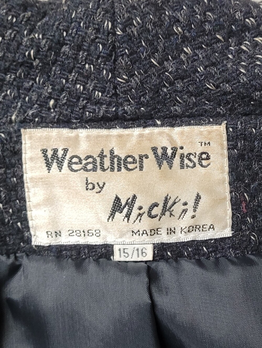 70s Vintage Weatherwise by Micki Black White Speckled Wool Tweed Overcoat 16 - Picture 13 of 14